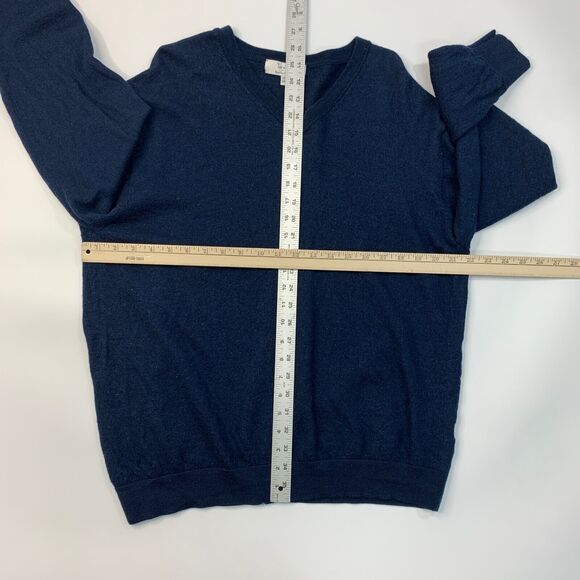 Turnbury Sweater Mens 2XT Tall Man Storm Blue Merino Wool V Neck Pullover - Picture 6 of 14